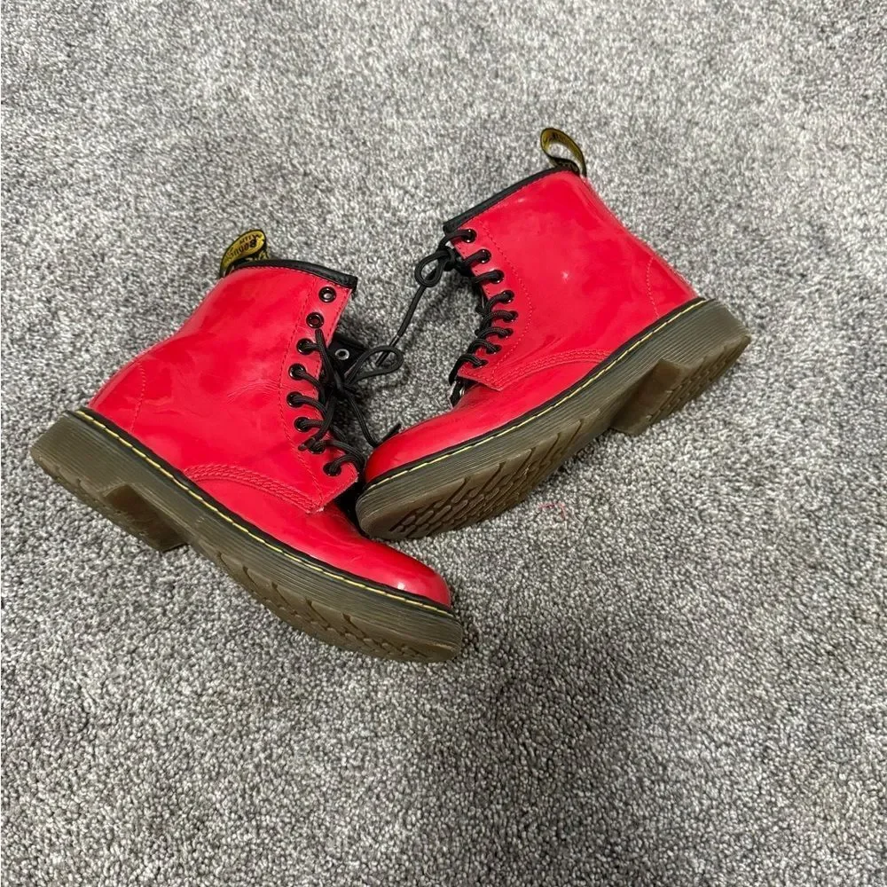 Dr. Martens Patent Leather Red Lace-Up Boots Sz 12